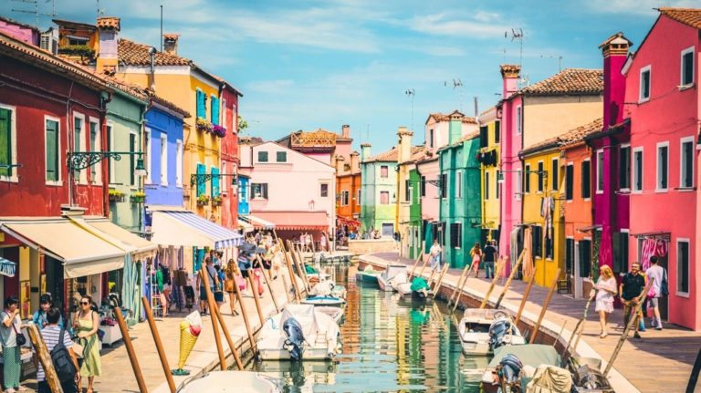 burano street with canal 