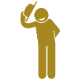 An icon of an older man lifting his hat in a jolly way.