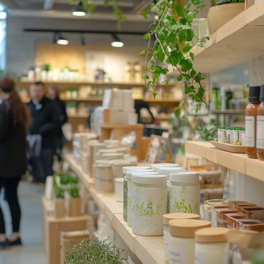 The interior of a UK shop.