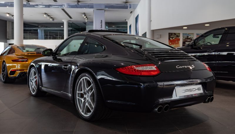 Image of a black colored porsche